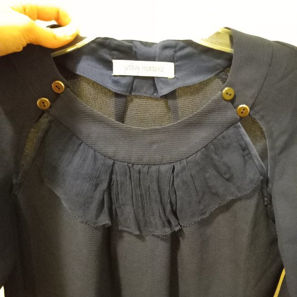 100% Silk Ruffle Neck Blouse Designer Girly Romantic Feminine Frenchgirl Size 0 - Picture 12 of 15